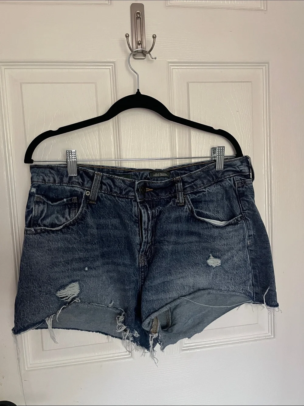 Distressed Denim Women's Shorts - Blue